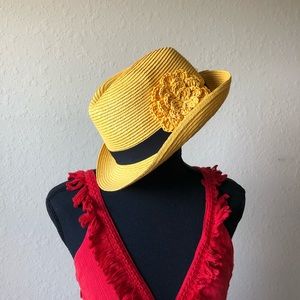 Yellow hat with flower NWOT